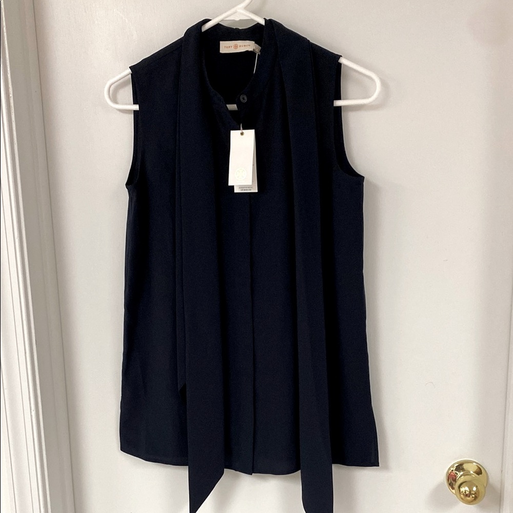 NWT Tory Burch Sleeveless Bow Blouse
